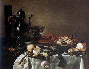 Pieter Claesz Style life with lobster and crab painting